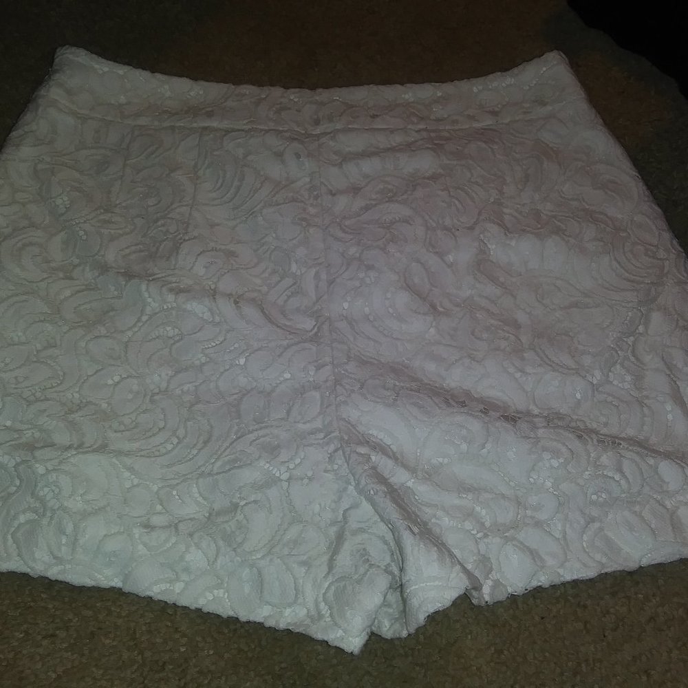 White High Rise Lace Shorts